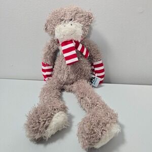 Jellycat Huckleberry Monkey Plush Red White Scarf and Mittens Stuffed Animal Toy